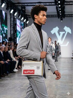 LOUIS VUITTON VIRGIL ABLOH DOUBLE POUCH Orange Denim Messenger Shoulder Bag